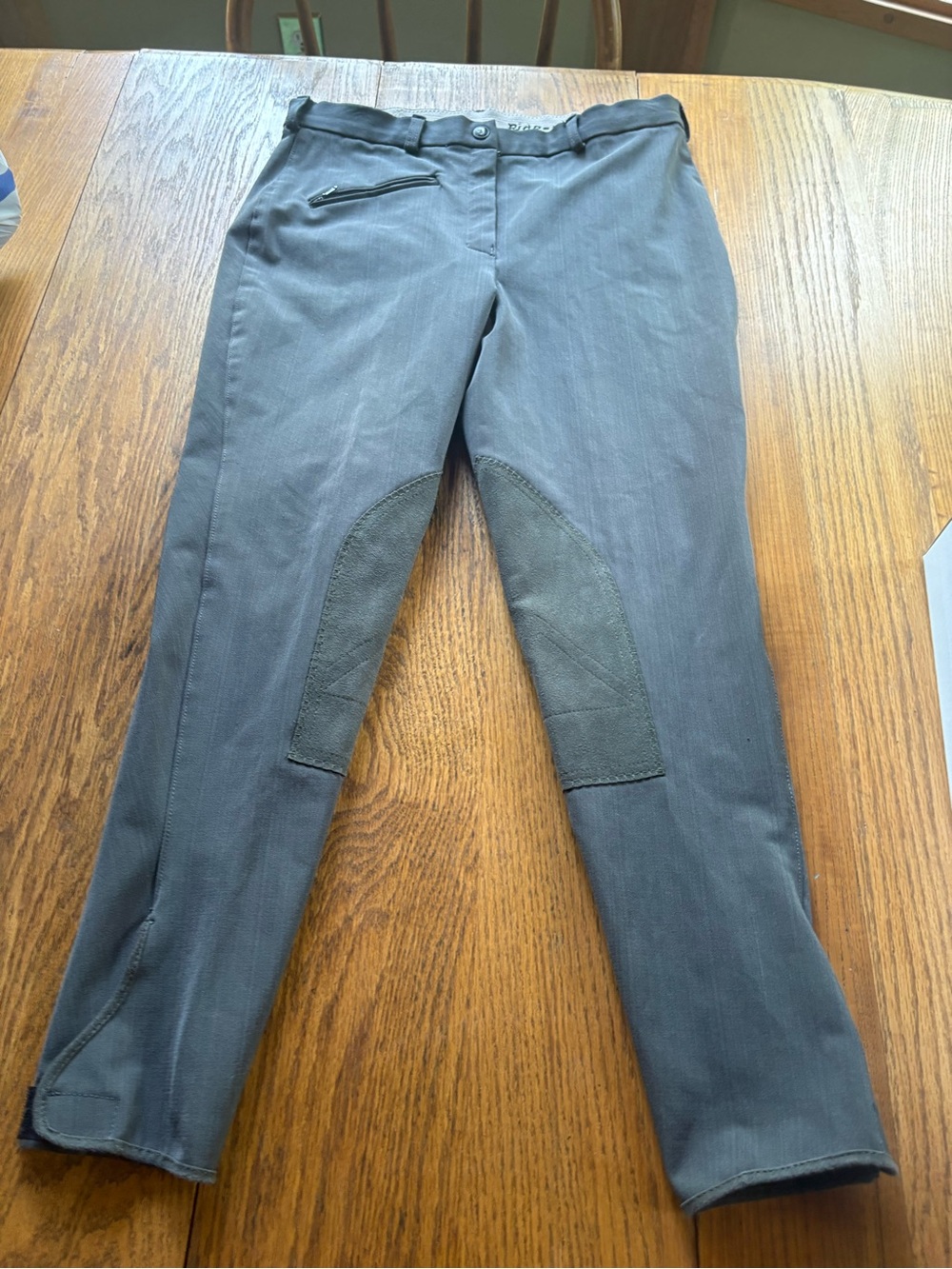 RUDE Women's Charcoal Gray Skinny Riding Breeches with Knee Patches